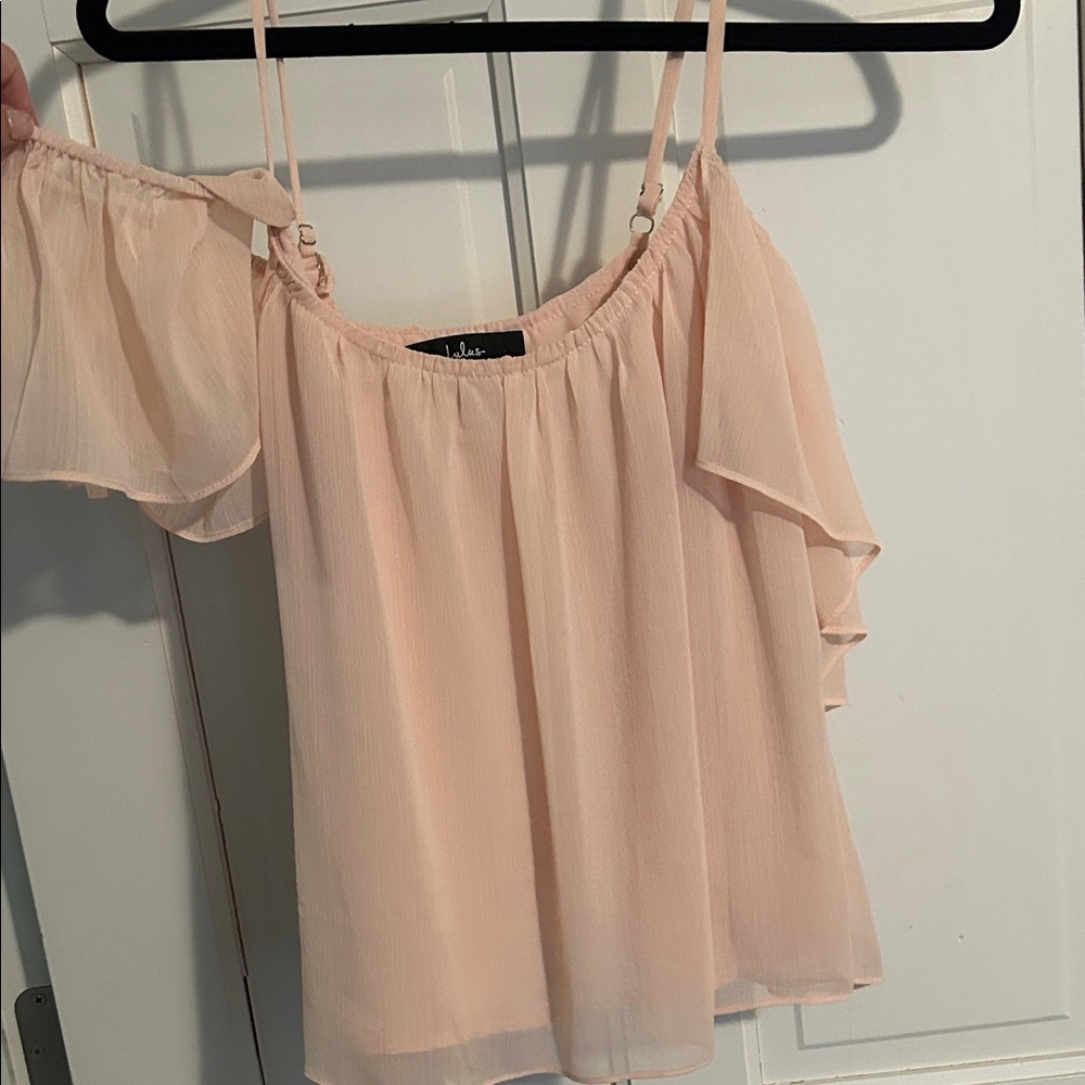 Lulu's Soft Pink Ruffle Off-Shoulder Blouse